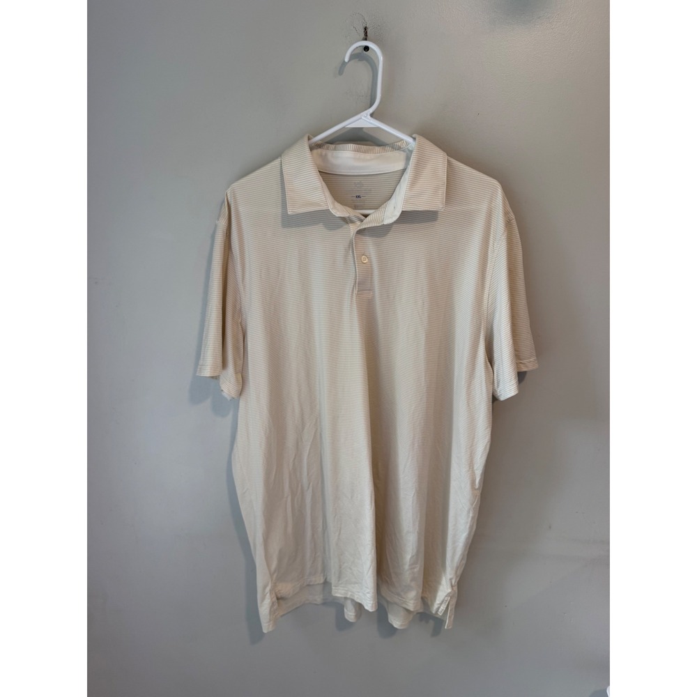Southern Tide Mens Brrr Performance Polo Shirt Tan White Stripe XXL RN123934